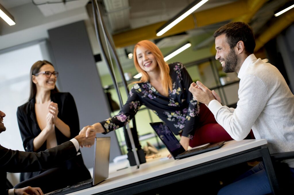 Business people shaking hands in the office